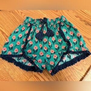 Pink Chicken Millie Girl’s Shorts in Green Ikat Floral size 7Y